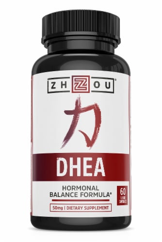 Zhou Dhea 5 Hormonal Balance Formula Dietary Supplement Capsules Perspective: front