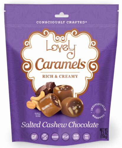 Lovely Cashamels Salted Cashews Chocolate Perspective: front