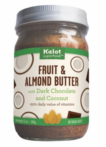 Kalot Superfood Fruit & Almond Butter with Dark Chocolate & Coconut Perspective: front