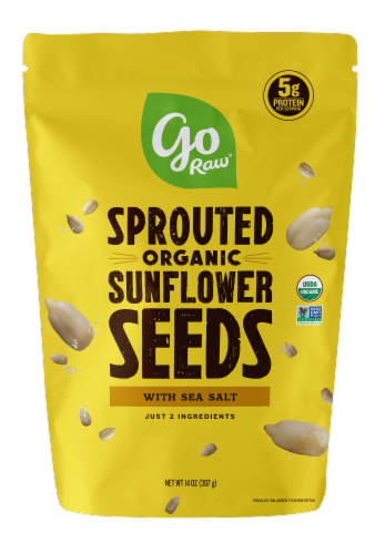 Go Raw Organic Sprouted Sea Salt Sunflower Seeds Perspective: front