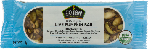 Go Raw Organic Live Pumpkin Bar Perspective: front