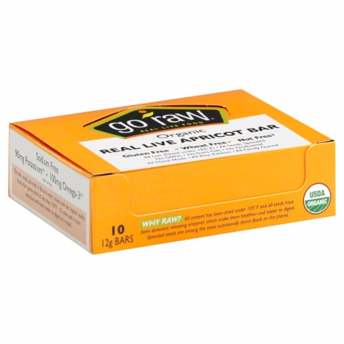 Go Raw Organic Real Live Apricot Bars Perspective: front