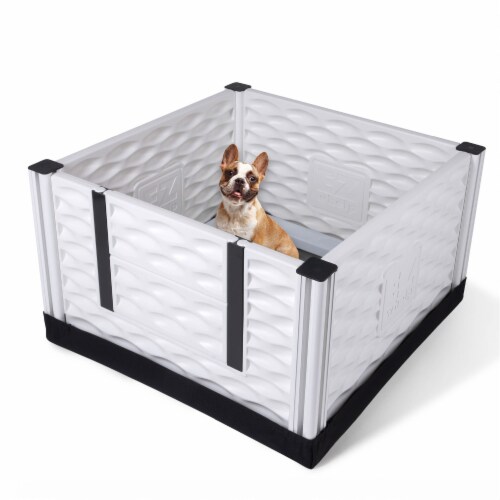 EZwhelp EZclassic 28 x 28 Puppy Dog Whelping Box Playpen w/Rails & Liner, Gray Perspective: front