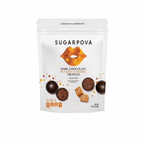 Sugarpova Dark Chocolate Sea Salt Caramel Truffles Perspective: front