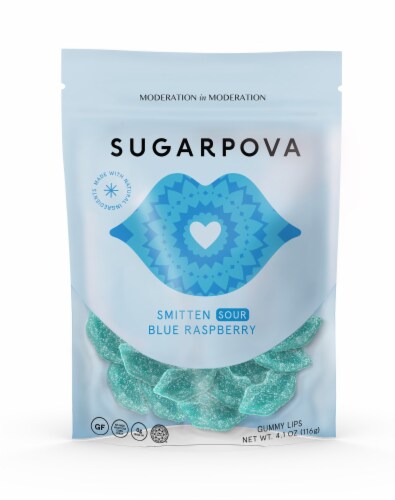 Sugarpova Smitten Sour Blue Raspberry Gummy Lips Perspective: front