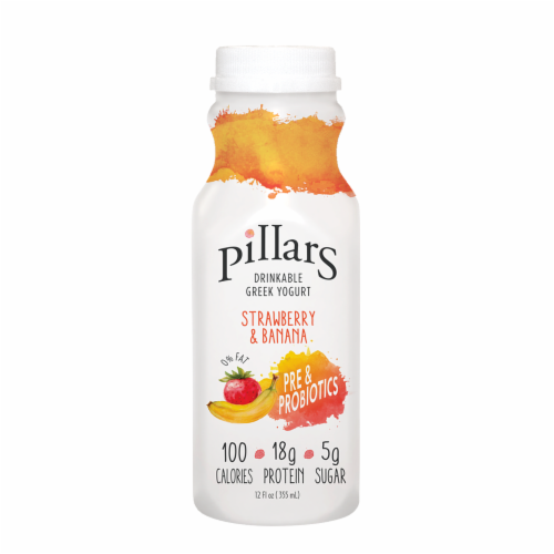 Pillars Strawberry & Banana Drinkable Greek Yogurt Perspective: front
