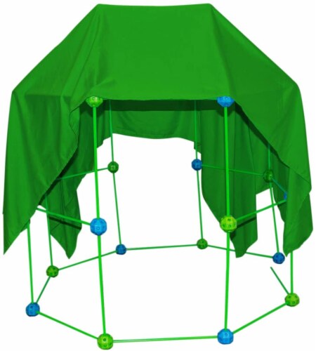 Funphix Glow in the Dark Fort Building Kit with Sheet - Blue/Green Perspective: front