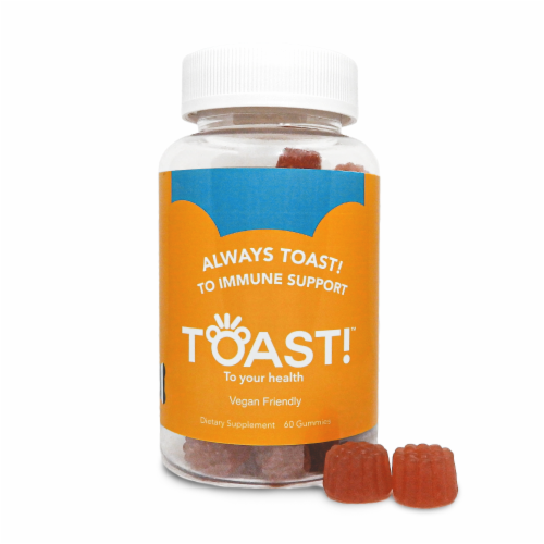 Toast! Immune Support Dietary Supplement, Raspberry, 60 Gummies - 1 Bottle Perspective: front