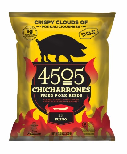 4505™ En Fuego Chicharrones Pork Rinds Chips Perspective: front