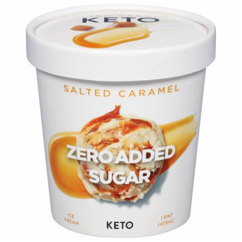 Keto Pint Salted Caramel Ice Cream Perspective: front