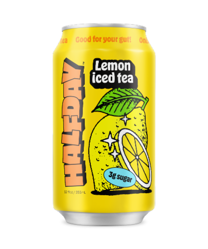 Halfday™ Prebiotics Lemon Iced Tea Can Perspective: front