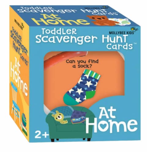 Mollybee Kids Scavenger Hunt at Home Toddler Card Game Perspective: front