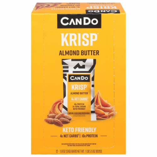 CanDo Keto Krisp Almond Butter Protein Bars Perspective: front