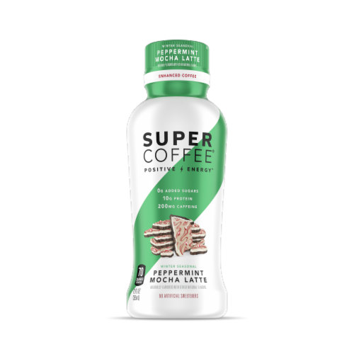 Super Coffee® Peppermint Mocha Latte Protein Enhanced Coffee Perspective: front