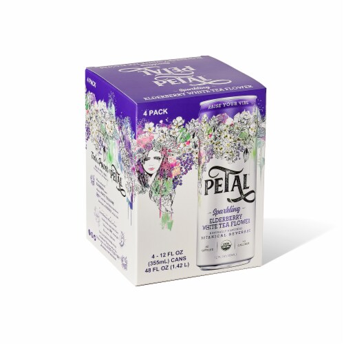 Petal Elderberry White Tea Flower Sparkling Water Perspective: front