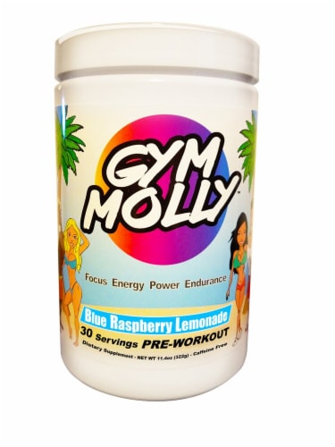Gym Molly  Pre-Workout Caffeine Free   Blue Raspberry Lemonade Perspective: front