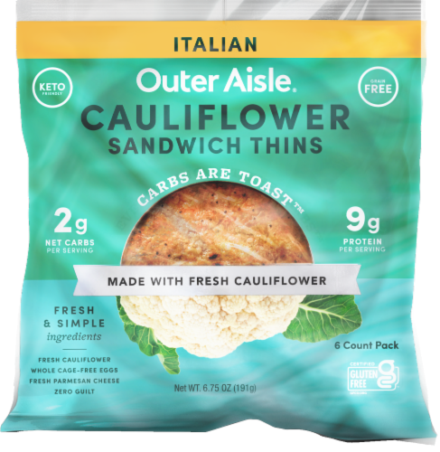Outer Aisle® Italian Cauliflower Sandwich Thins Perspective: front