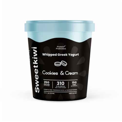 Sweetkiwi Cookies &amp; Cream Frozen Whipped Greek Yogurt Pint, 14 oz ...