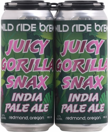 Wild Ride Brewing® Juicy Gorilla Snax India Pale Ale Beer Perspective: front