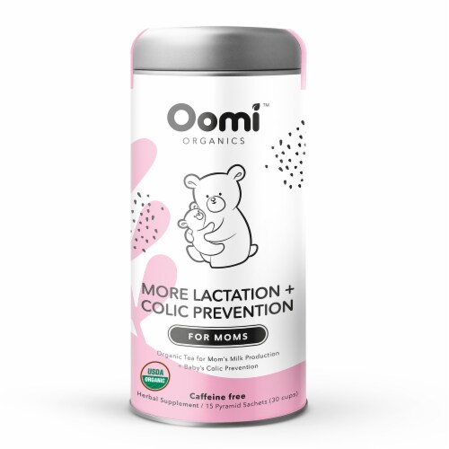 Oomi Organics™ More Lactation + Colic Prevention for Moms Herbal Supplement Tea Sachets Perspective: front