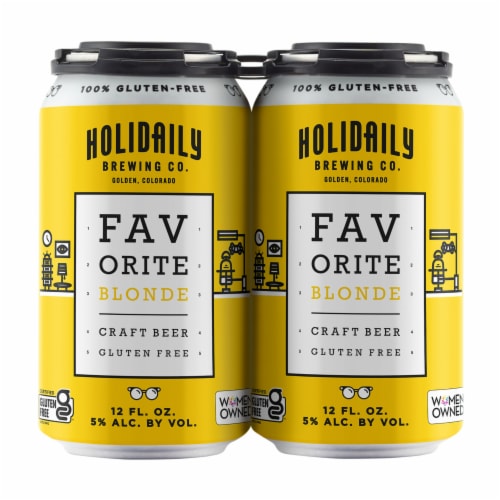 Holidaily Favorite Blonde Gluten Free Craft Beer Perspective: front