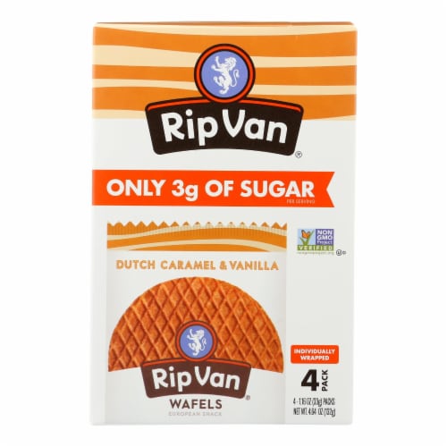 Rip Van Wafels Vanilla Caramel Rip Wafel Dutch Wafels Perspective: front