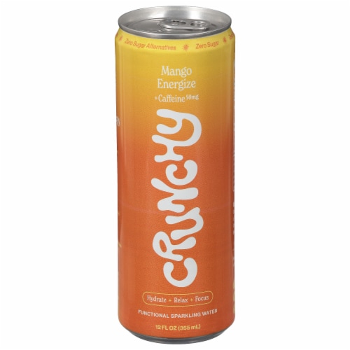 Crunchy Hydration Mango Sparkling Herbal Water Can Perspective: front