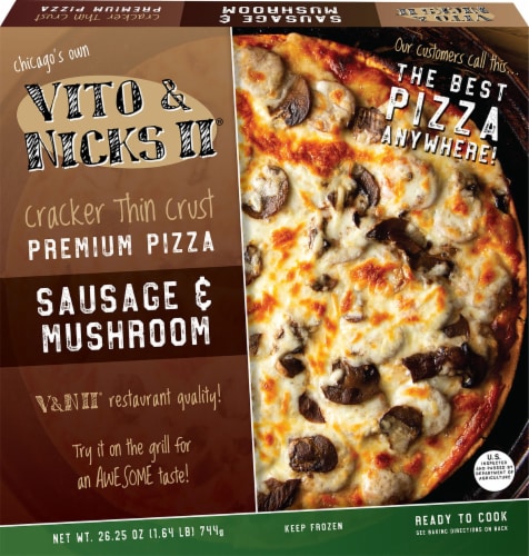Vito and Nicks II® Sausage and Pepperoni Cracker Thin Crust Premium Frozen Pizza Perspective: front