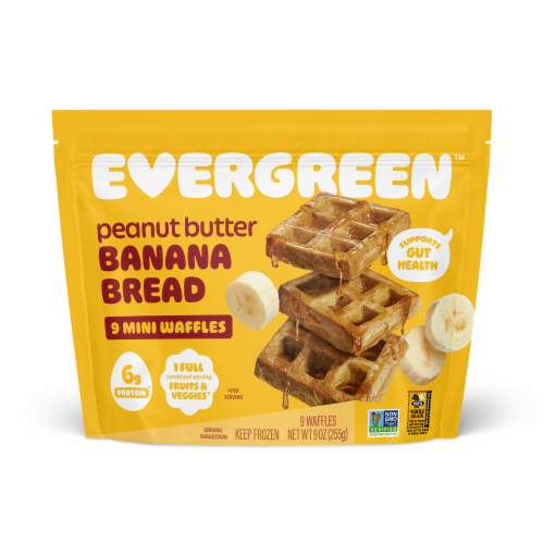 Evergreen™ Peanut Butter & Banana Frozen Mini Waffles Perspective: front
