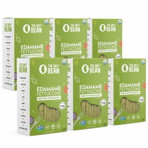 Organic Edamame Fettuccine Pasta, Healthy Gluten Free Vegan Protein Noodles, 8 oz (6 Pack) Perspective: front