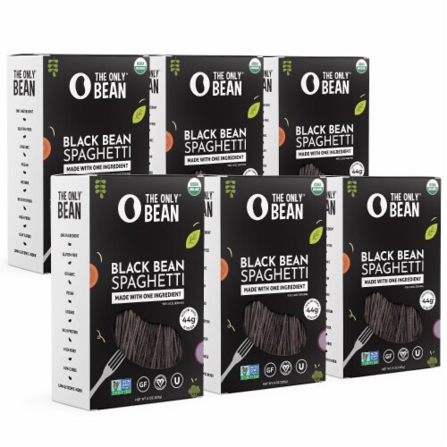 Organic Black Bean Spaghetti Pasta, Healthy Gluten Free Vegan Protein Noodles, 8 oz (6 Pack) Perspective: front