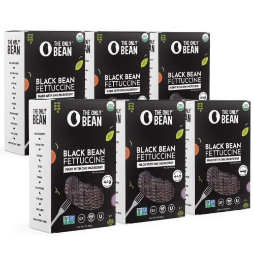 Organic Black Bean Fettuccine Pasta, Healthy Gluten Free Low Carb Keto Noodles, 8 oz (6 Pk) Perspective: front