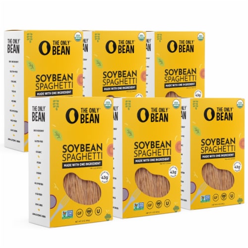 Organic Soy Bean Spaghetti Pasta, Healthy Gluten Free Vegan Protein Noodles, 8 oz (6 Pack) Perspective: front