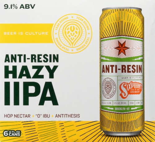 Sixpoint Brewery Anti-Resin Hazy IPA Beer Perspective: front