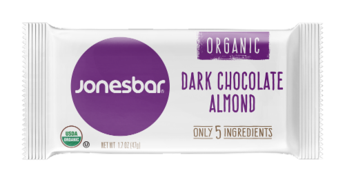 JonesBar Organic Almond Dark Chocolate Bar Perspective: front
