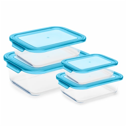 Oven Safe Glass Food Storage Container Set with Plastic Lids - 4 Pack, 4 PC  - QFC