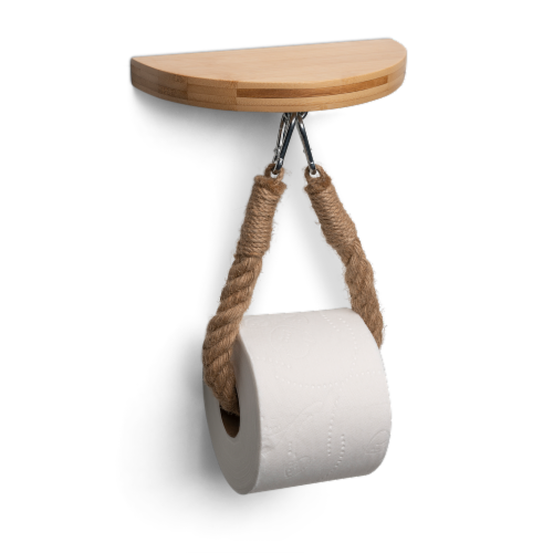 Bamboo Toilet Paper Holder w/ Rope and Shelf, 1 Unit - Kroger