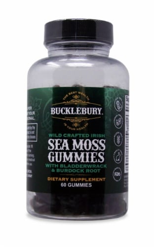 Bucklebury® Wild Crafted Irish Sea Moss Gummies with Bladderwrack & Burdock Root Perspective: front