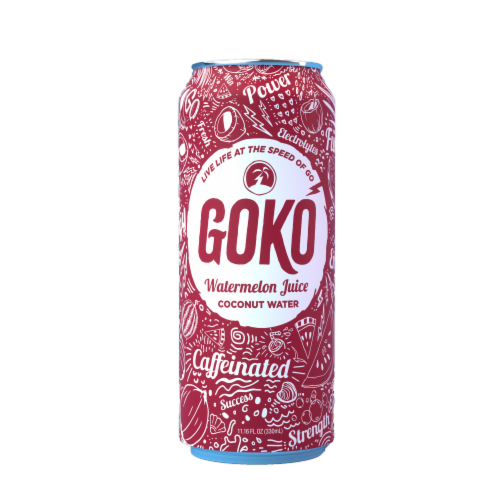 Goko Watermelon Caffeinated Coconut Water Single Can Perspective: front