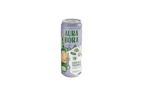 Aura Bora Herbal Lavender Cucumber Flavored Sparkling Water Can Perspective: front