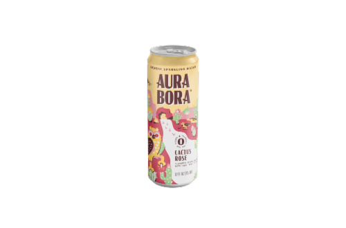 Aura Bora Herbal Cactus Rose Flavored Sparkling Water Can Perspective: front