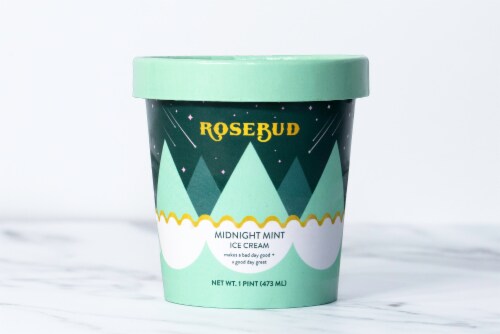 Rosebud Midnight Mint Ice Cream Pint Perspective: front