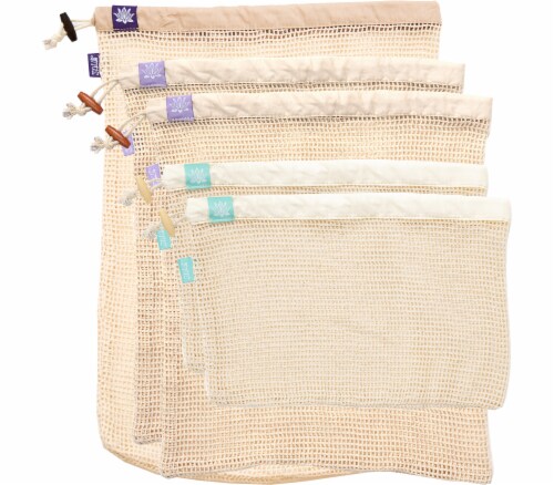 Lotus Sustainables Lotus Produce Bags - 100% Cotton Set of Five Perspective: front