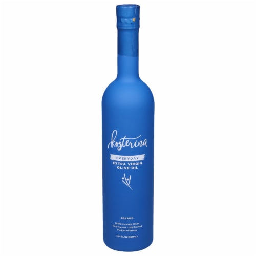 Kosterina Everyday Extra Virgin Olive Oil Blue Bottle Perspective: front