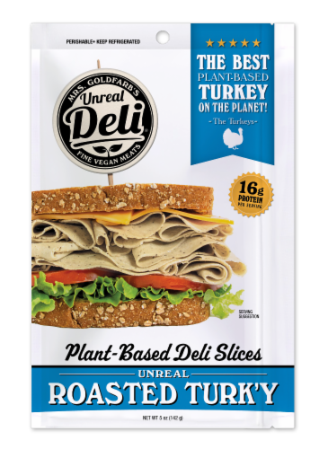 Unreal Plant-Based Roasted Turk'y Deli Slices Perspective: front
