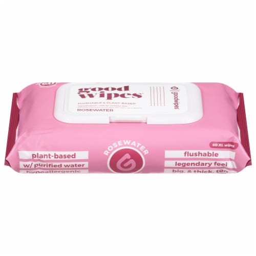 Goodwipes® Rosewater Flushable Wipes Perspective: front
