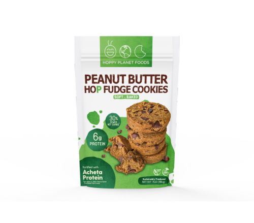 Happy Planet Foods Peanut Butter Hop Fudge Soft Baked Acheta Protein Cookies Perspective: front