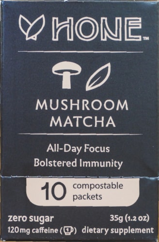HONE Mushroom Matcha Focus Supplement Packets Perspective: front