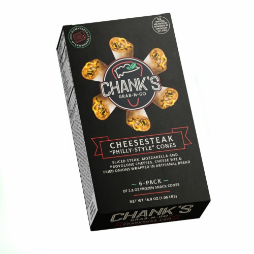 Chank's USA Philly "Whiz Wit" Cheesesteak Cone Portable Appetizers 6 Count Perspective: front