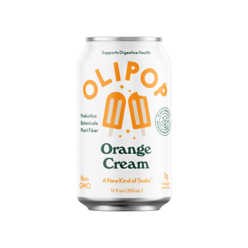 Olipop® Orange Cream Sparkling Tonic Probiotic Drink Perspective: front